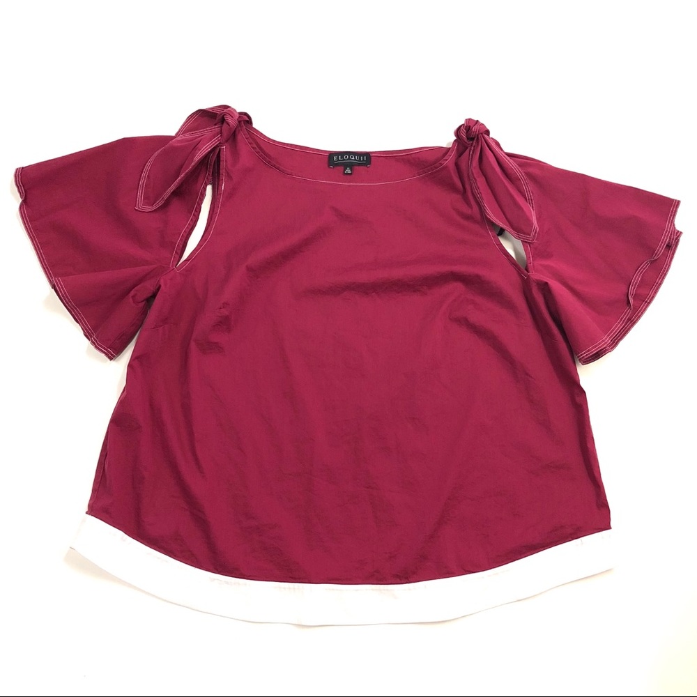 ELOQUII Butterfly Sleeve Cut Out Top